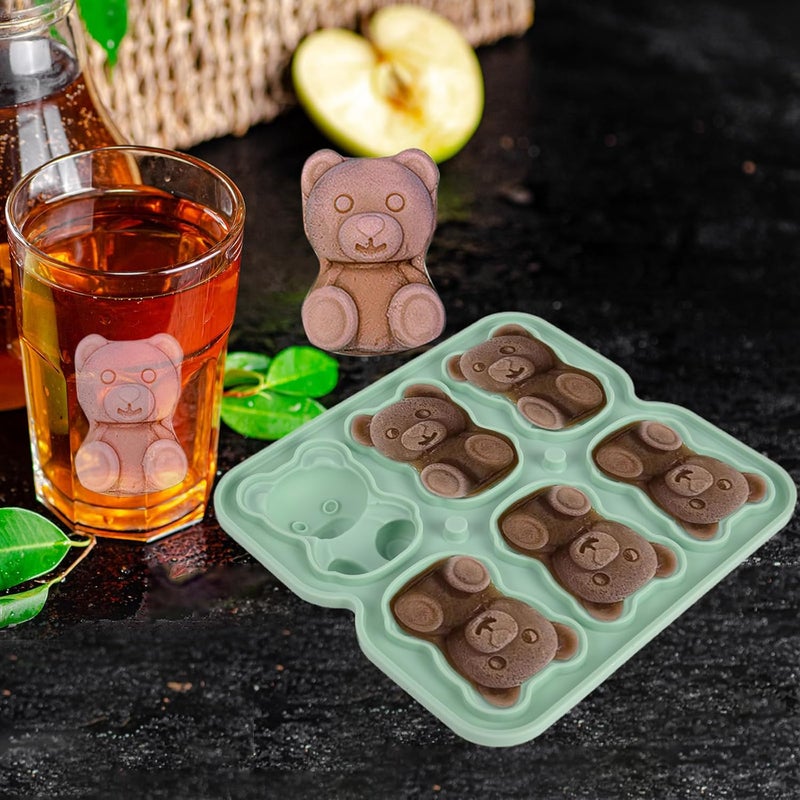 Nerien Bear Ice Cube Tray Mold - 3D Bear Shape Ice Cube Trays, Cute Ice Cube Molds for Whiskey Bourbon, 4-Hole Large Fun Shapes Ice Cube Trays, Funny Bear Gifts for Bear Lovers Women Men - Image 5